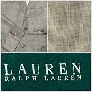 Lauren Ralph Lauren Men 42R Blazer Sport Coat Wool Silk Brown Umber Glenn Plaid